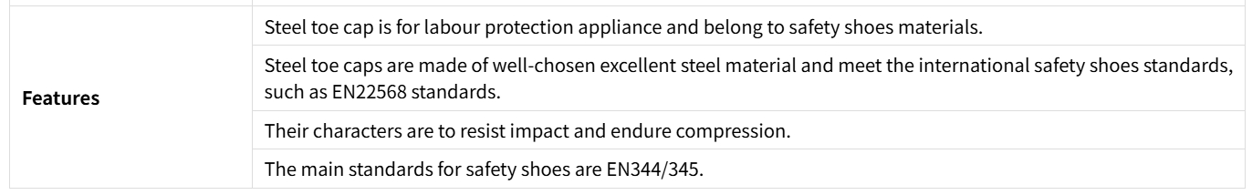 200J steel toe caps for safety shoes2 200J Güvenlik Ayakkabıları için Çelik Toe Kapaklar2