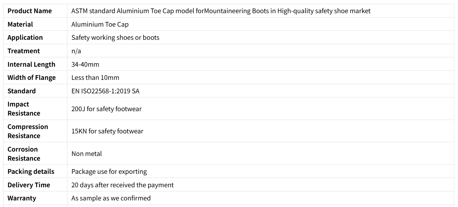 Al&uuml;minyum Toe Cap 